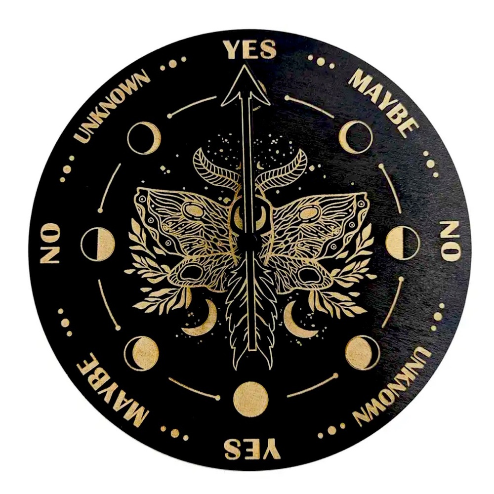 Moth & Moon Engraved Wooden Board: Mystical Divination Tool